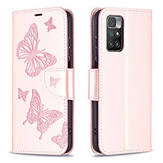 Coque Portefeuille Papillon Livre Cuir Etui Clapet B01F pour Xiaomi Redmi Note 11 4G (2021) Or Rose