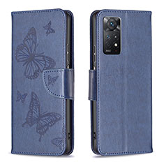 Coque Portefeuille Papillon Livre Cuir Etui Clapet B01F pour Xiaomi Redmi Note 11 Pro 4G Bleu