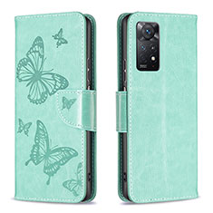 Coque Portefeuille Papillon Livre Cuir Etui Clapet B01F pour Xiaomi Redmi Note 11 Pro 4G Vert