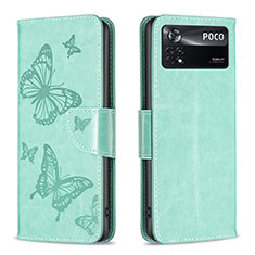 Coque Portefeuille Papillon Livre Cuir Etui Clapet B01F pour Xiaomi Redmi Note 11E Pro 5G Vert