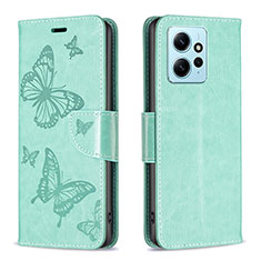 Coque Portefeuille Papillon Livre Cuir Etui Clapet B01F pour Xiaomi Redmi Note 12 4G Vert