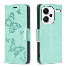 Coque Portefeuille Papillon Livre Cuir Etui Clapet B01F pour Xiaomi Redmi Note 13 Pro+ Plus 5G Vert