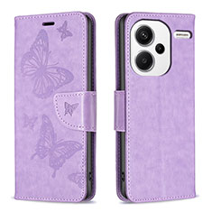 Coque Portefeuille Papillon Livre Cuir Etui Clapet B01F pour Xiaomi Redmi Note 13 Pro+ Plus 5G Violet Clair