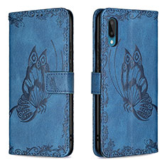 Coque Portefeuille Papillon Livre Cuir Etui Clapet B02F pour Samsung Galaxy A02 Bleu