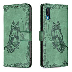 Coque Portefeuille Papillon Livre Cuir Etui Clapet B02F pour Samsung Galaxy A02 Vert