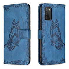 Coque Portefeuille Papillon Livre Cuir Etui Clapet B02F pour Samsung Galaxy A02s Bleu