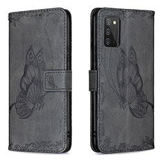 Coque Portefeuille Papillon Livre Cuir Etui Clapet B02F pour Samsung Galaxy A02s Noir