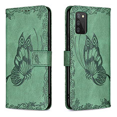 Coque Portefeuille Papillon Livre Cuir Etui Clapet B02F pour Samsung Galaxy A02s Vert