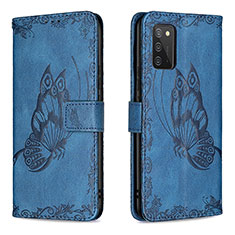 Coque Portefeuille Papillon Livre Cuir Etui Clapet B02F pour Samsung Galaxy A03s Bleu