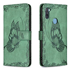 Coque Portefeuille Papillon Livre Cuir Etui Clapet B02F pour Samsung Galaxy A11 Vert