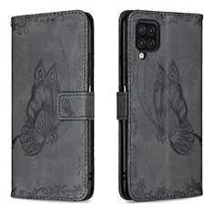 Coque Portefeuille Papillon Livre Cuir Etui Clapet B02F pour Samsung Galaxy A12 5G Noir