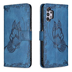 Coque Portefeuille Papillon Livre Cuir Etui Clapet B02F pour Samsung Galaxy A32 4G Bleu