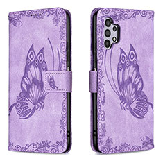 Coque Portefeuille Papillon Livre Cuir Etui Clapet B02F pour Samsung Galaxy A32 4G Violet Clair