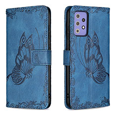 Coque Portefeuille Papillon Livre Cuir Etui Clapet B02F pour Samsung Galaxy A72 4G Bleu