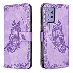 Coque Portefeuille Papillon Livre Cuir Etui Clapet B02F pour Samsung Galaxy A72 4G Violet Clair