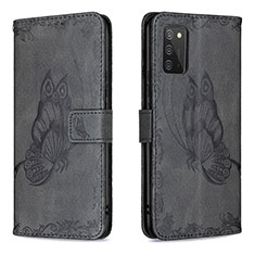 Coque Portefeuille Papillon Livre Cuir Etui Clapet B02F pour Samsung Galaxy F02S SM-E025F Noir