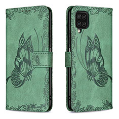 Coque Portefeuille Papillon Livre Cuir Etui Clapet B02F pour Samsung Galaxy F12 Vert