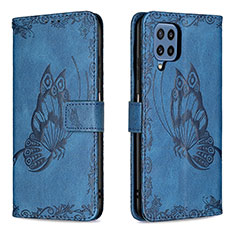 Coque Portefeuille Papillon Livre Cuir Etui Clapet B02F pour Samsung Galaxy M32 4G Bleu