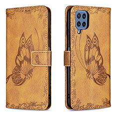 Coque Portefeuille Papillon Livre Cuir Etui Clapet B02F pour Samsung Galaxy M32 4G Marron