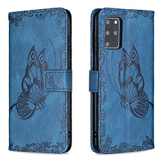 Coque Portefeuille Papillon Livre Cuir Etui Clapet B02F pour Samsung Galaxy S20 Plus Bleu