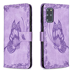 Coque Portefeuille Papillon Livre Cuir Etui Clapet B02F pour Samsung Galaxy S20 Plus Violet Clair