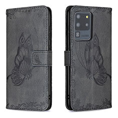 Coque Portefeuille Papillon Livre Cuir Etui Clapet B02F pour Samsung Galaxy S20 Ultra 5G Noir