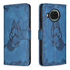 Coque Portefeuille Papillon Livre Cuir Etui Clapet B02F pour Xiaomi Mi 10i 5G Bleu