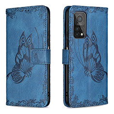 Coque Portefeuille Papillon Livre Cuir Etui Clapet B02F pour Xiaomi Mi 10T Pro 5G Bleu