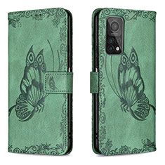 Coque Portefeuille Papillon Livre Cuir Etui Clapet B02F pour Xiaomi Mi 10T Pro 5G Vert