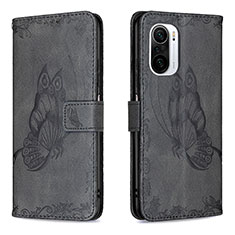 Coque Portefeuille Papillon Livre Cuir Etui Clapet B02F pour Xiaomi Mi 11i 5G Noir