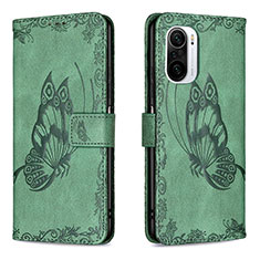 Coque Portefeuille Papillon Livre Cuir Etui Clapet B02F pour Xiaomi Mi 11i 5G Vert