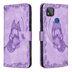 Coque Portefeuille Papillon Livre Cuir Etui Clapet B02F pour Xiaomi POCO C31 Violet Clair