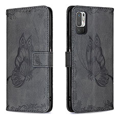 Coque Portefeuille Papillon Livre Cuir Etui Clapet B02F pour Xiaomi POCO M3 Pro 5G Noir