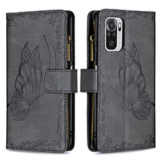 Coque Portefeuille Papillon Livre Cuir Etui Clapet B02F pour Xiaomi Poco M5S Noir