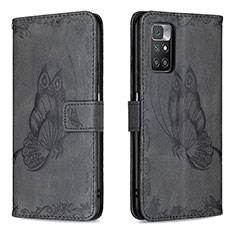 Coque Portefeuille Papillon Livre Cuir Etui Clapet B02F pour Xiaomi Redmi 10 (2022) Noir