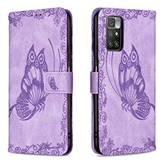 Coque Portefeuille Papillon Livre Cuir Etui Clapet B02F pour Xiaomi Redmi 10 (2022) Violet Clair