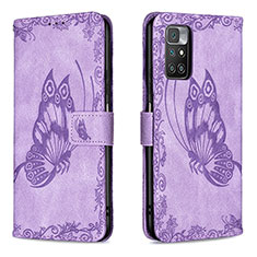 Coque Portefeuille Papillon Livre Cuir Etui Clapet B02F pour Xiaomi Redmi 10 4G Violet Clair