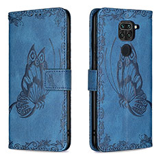 Coque Portefeuille Papillon Livre Cuir Etui Clapet B02F pour Xiaomi Redmi 10X 4G Bleu