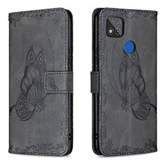 Coque Portefeuille Papillon Livre Cuir Etui Clapet B02F pour Xiaomi Redmi 9 India Noir