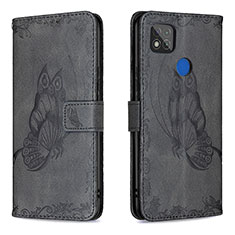 Coque Portefeuille Papillon Livre Cuir Etui Clapet B02F pour Xiaomi Redmi 9C Noir