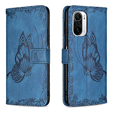 Coque Portefeuille Papillon Livre Cuir Etui Clapet B02F pour Xiaomi Redmi K40 5G Bleu