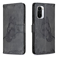 Coque Portefeuille Papillon Livre Cuir Etui Clapet B02F pour Xiaomi Redmi K40 Pro 5G Noir