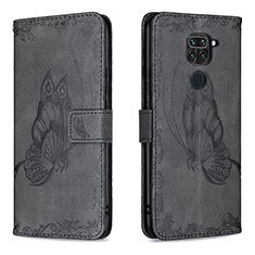 Coque Portefeuille Papillon Livre Cuir Etui Clapet B02F pour Xiaomi Redmi Note 9 Noir