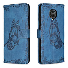 Coque Portefeuille Papillon Livre Cuir Etui Clapet B02F pour Xiaomi Redmi Note 9 Pro Max Bleu