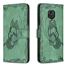 Coque Portefeuille Papillon Livre Cuir Etui Clapet B02F pour Xiaomi Redmi Note 9 Pro Max Vert