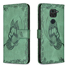 Coque Portefeuille Papillon Livre Cuir Etui Clapet B02F pour Xiaomi Redmi Note 9 Vert