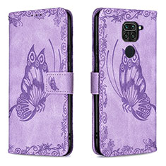 Coque Portefeuille Papillon Livre Cuir Etui Clapet B02F pour Xiaomi Redmi Note 9 Violet Clair