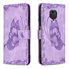 Coque Portefeuille Papillon Livre Cuir Etui Clapet B02F pour Xiaomi Redmi Note 9S Violet Clair