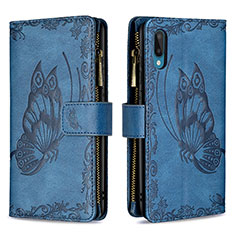 Coque Portefeuille Papillon Livre Cuir Etui Clapet B03F pour Samsung Galaxy A02 Bleu