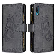 Coque Portefeuille Papillon Livre Cuir Etui Clapet B03F pour Samsung Galaxy A02 Noir